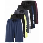 Real Essentials 5 Pack: Boys' Dry Fit Basketball Shorts for Youth Kids Teens - Athletic Running Soccer Sports with Pockets