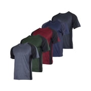 Real Essentials 5 Pack Boy's Dry Fit Short Sleeve T-Shirt - Athletic Baseball Soccer Tee Tops for Kids Youth & Teens