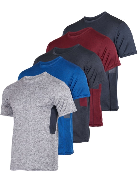 5 Pack: Boy's Dry Fit Short Sleeve T-Shirt - Athletic Baseball Soccer Tee Tops for Kids Youth & Teens