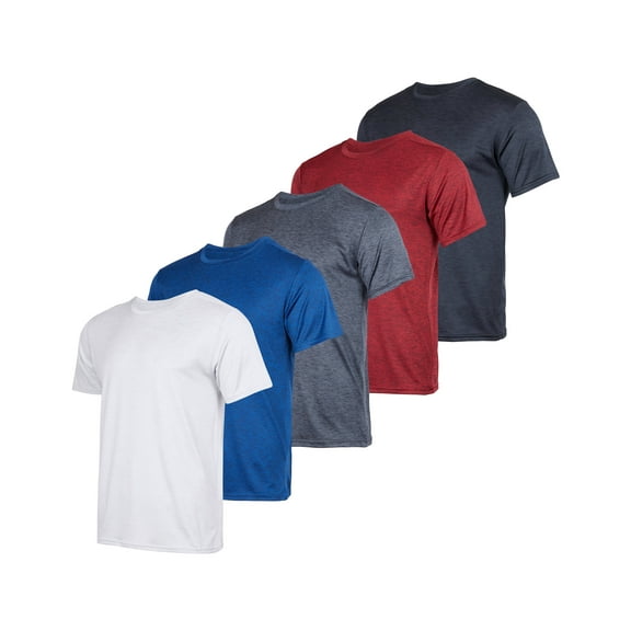 Real Essentials 5 Pack: Youth Dry-Fit Moisture Wicking Active Athletic Performance Short-Sleeve T-Shirt Boys & Girls