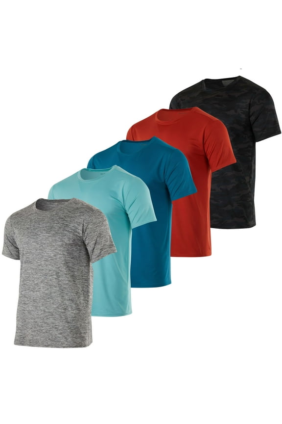 5 Pack: Youth Dry-Fit Wicking Active Athletic Performance Short Sleeve T-Shirt Boys & Girls Shirts