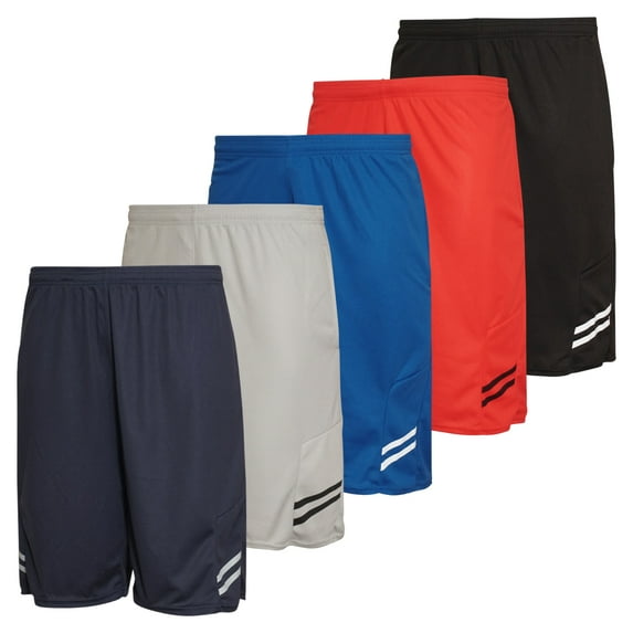 Real Essentials Boys Mesh Performance 5-Pack Shorts with Pockets, Sizes 4-18