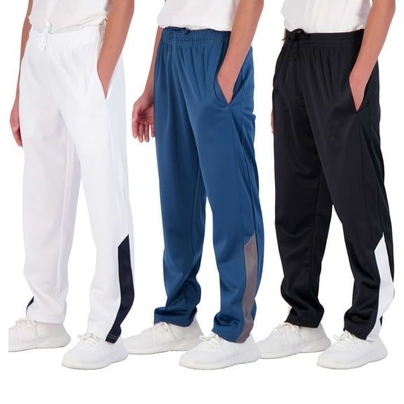 Real Essentials 3 Pack: Boys' Tricot Open Bottom Fleece-Lined Sweatpants with Pockets
