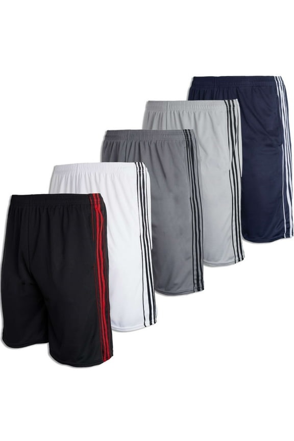 Boys' 5-Pack Mesh Active Athletic Performance Basketball Shorts With Pockets