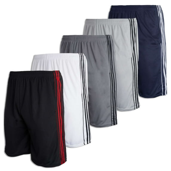 Real Essentials Boys' 5-Pack Mesh Active Athletic Performance Basketball Shorts With Pockets