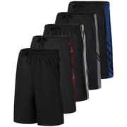 5 Pack Boys Mesh Athletic Shorts Basketball Kids Soccer Sports Pockets