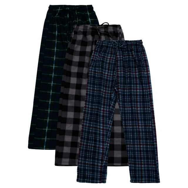 Real Essentials Boys Super-Soft Fleece 3-Pack Pajama Pant Sizes 5-18