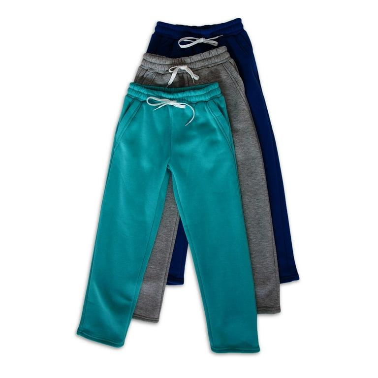 Real Essentials Girls Fleece Open Bottom Leg Sweatpants with