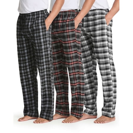 Real Essentials 3 Pack: Men's Soft Cotton Flannel Pajama Pants PJ Lounge Bottoms Elastic Waist Pockets (Big and Tall)