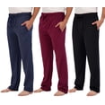 thumbnail image 1 of Real Essentials 3 Pack: Men's Pajama Pants - Knit Cotton Flannel Plaid Lounge Bottoms- Button Fly (Available In Big & Tall), 1 of 6