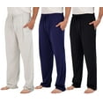 thumbnail image 1 of Real Essentials 3 Pack: Men's Pajama Pants - Knit Cotton Flannel Plaid Lounge Bottoms- Button Fly (Available In Big & Tall), 1 of 6