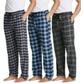 thumbnail image 1 of Real Essentials 3 Pack: Men's Pajama Pants - Knit Cotton Flannel Plaid Lounge Bottoms- Button Fly (Available In Big & Tall), 1 of 7