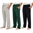 thumbnail image 1 of Real Essentials 3 Pack: Men's Pajama Pants - Knit Cotton Flannel Plaid Lounge Bottoms- Button Fly (Available In Big & Tall), 1 of 6