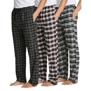 Real Essentials 3 Pack: Men's Soft Cotton Flannel Pajama Pants PJ Lounge Bottoms Elastic Waist Pockets (Big and Tall)