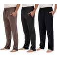 thumbnail image 1 of Real Essentials 3 Pack: Men's Pajama Pants - Knit Cotton Flannel Plaid Lounge Bottoms- Button Fly (Available In Big & Tall), 1 of 6