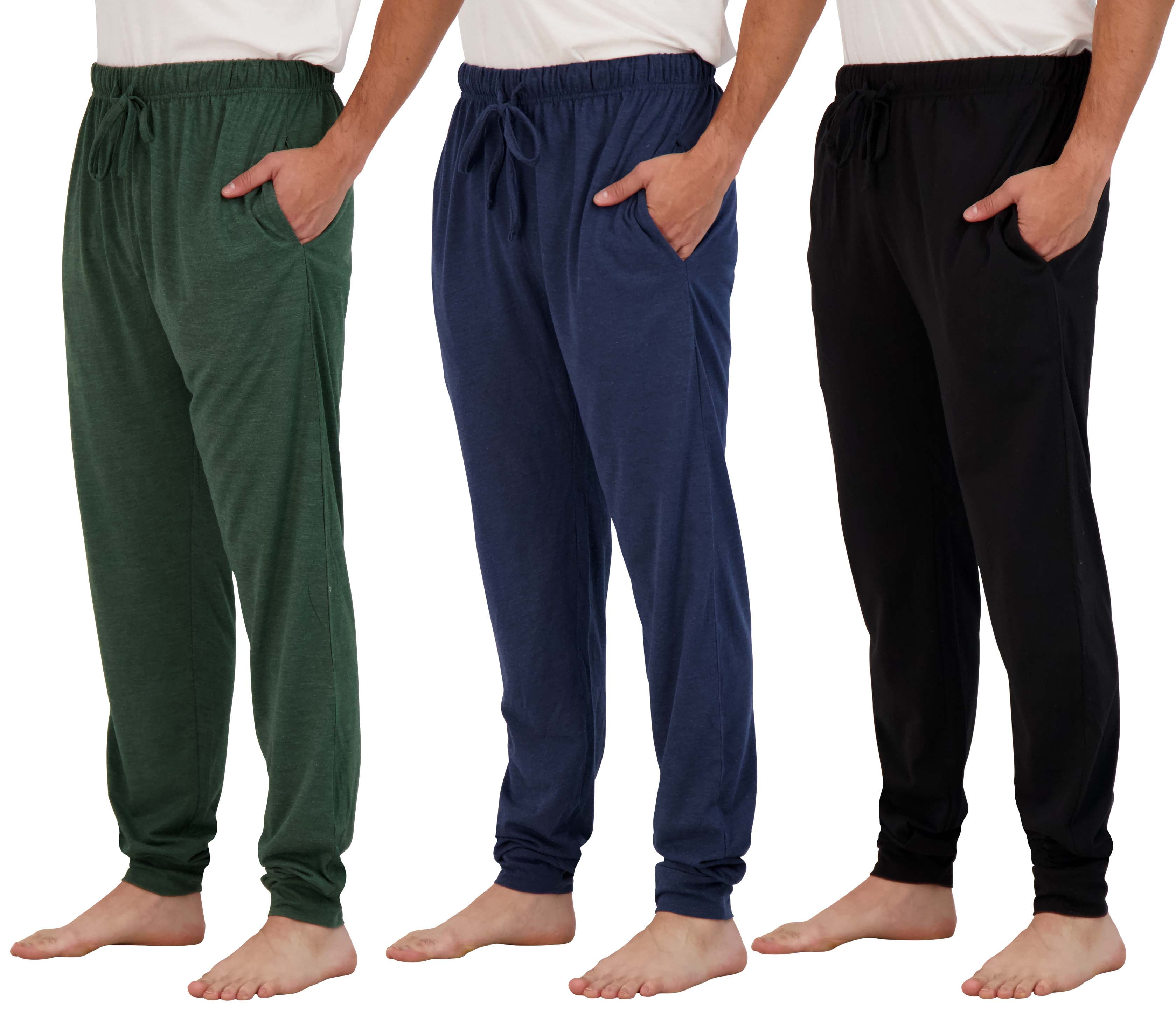 Real Essentials Men's 3-Pack Soft Knit Joggers Sleep Pants, Sizes S-3XL ...