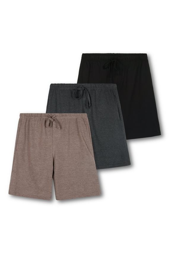Men's 3-Pack Soft Knit Sleep Shorts, Sizes S-3XL, Mens Pajamas