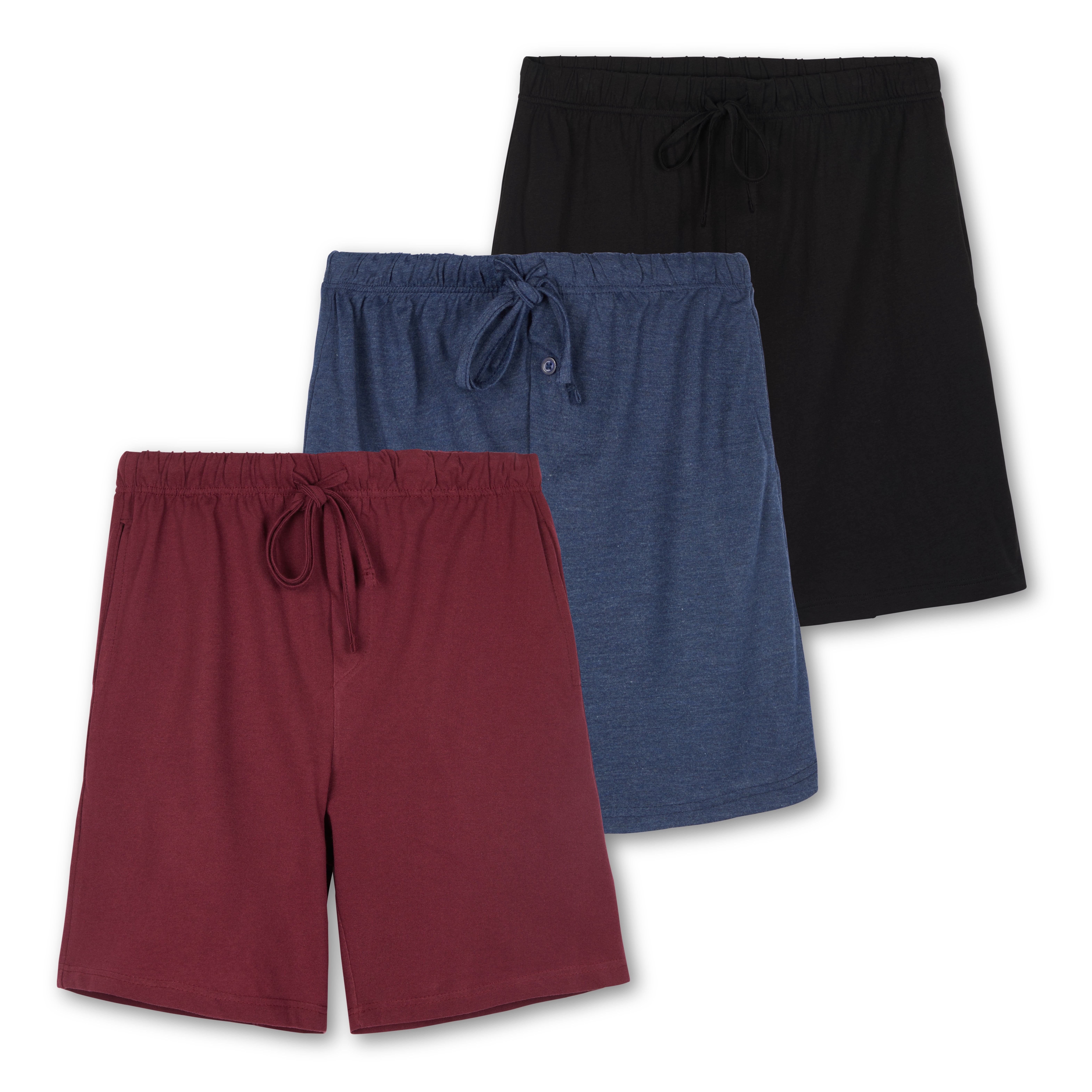 Real Essentials 3 Pack:Men’s Cotton Ultra-Soft Knit Sleep Pajama Shorts &  Lounge Wear