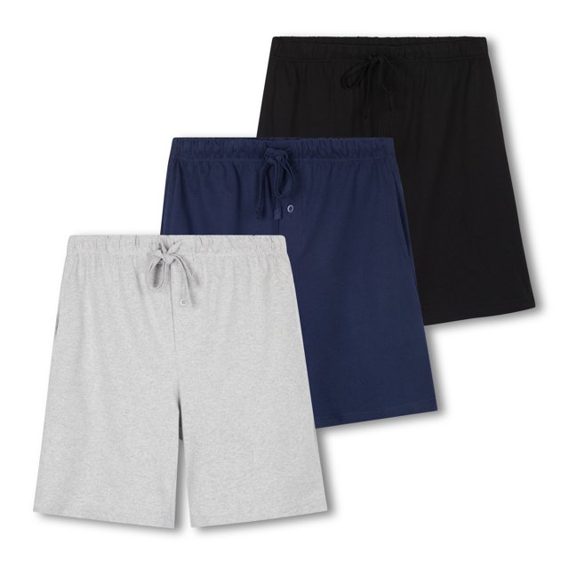 Real Essentials Men's 3Pack Soft Knit Sleep Shorts, Sizes S3XL, Mens