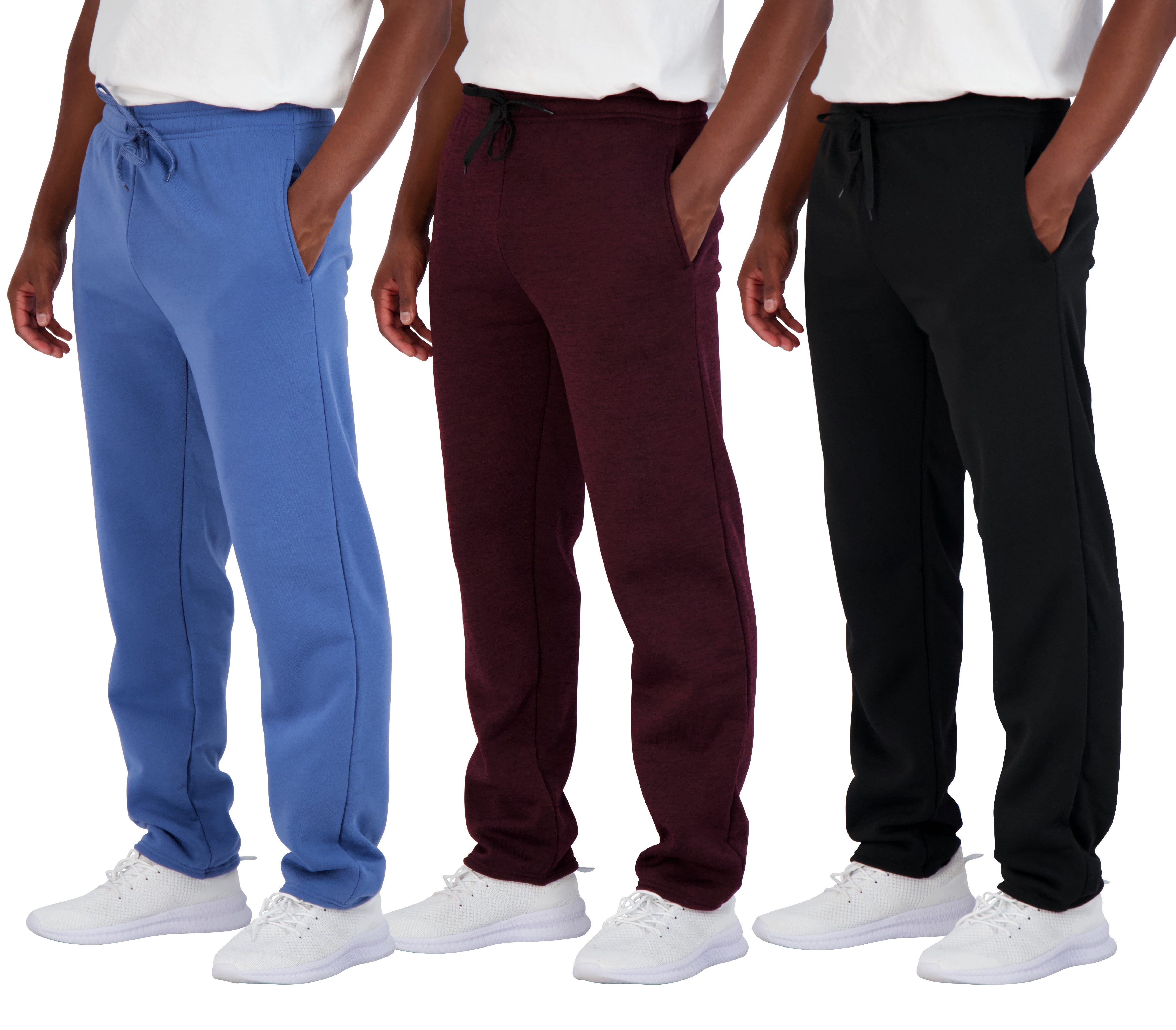 Real Essentials 3 Pack: Men's Tech Fleece Athletic Casual Open Bottom ...
