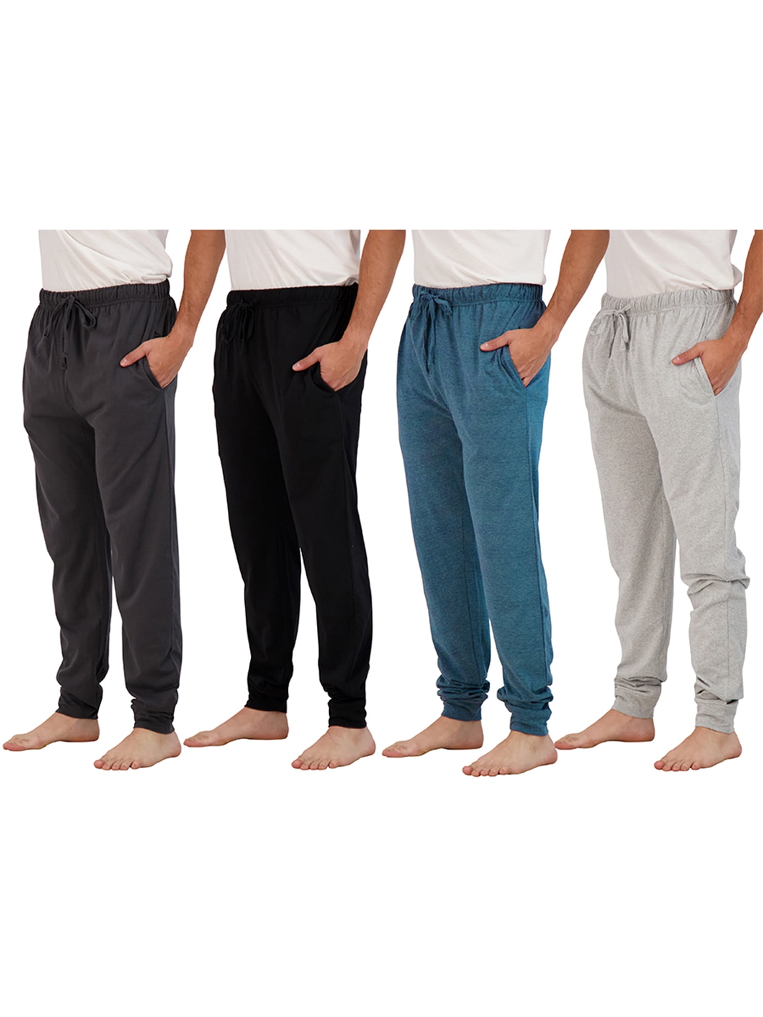 Real Essentials Men's 4-Pack Cotton Lounge Joggers 