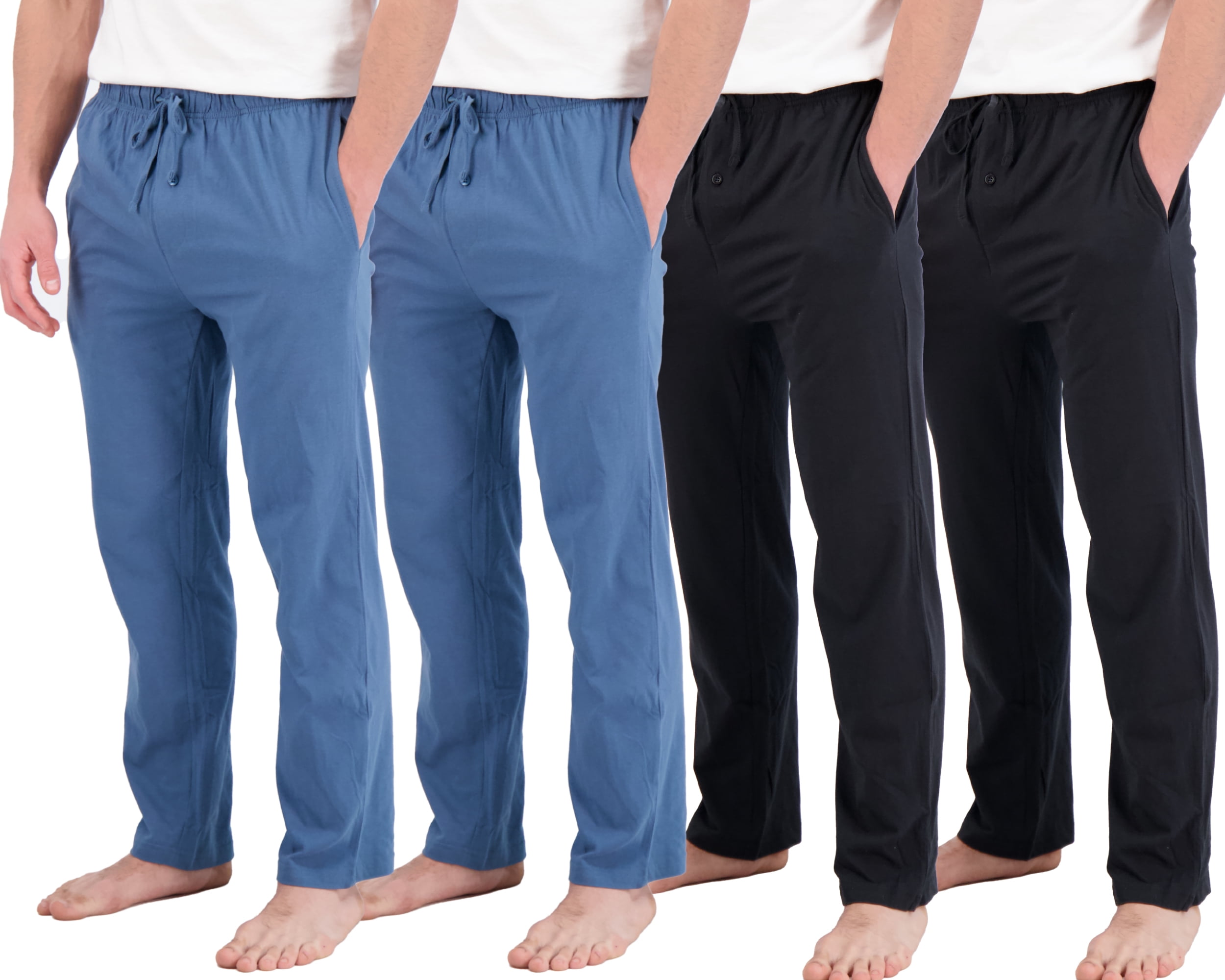 Real Essentials Men's 4-Pack Cotton Sleep Pants, Sizes S-3XL, Mens Pajamas  