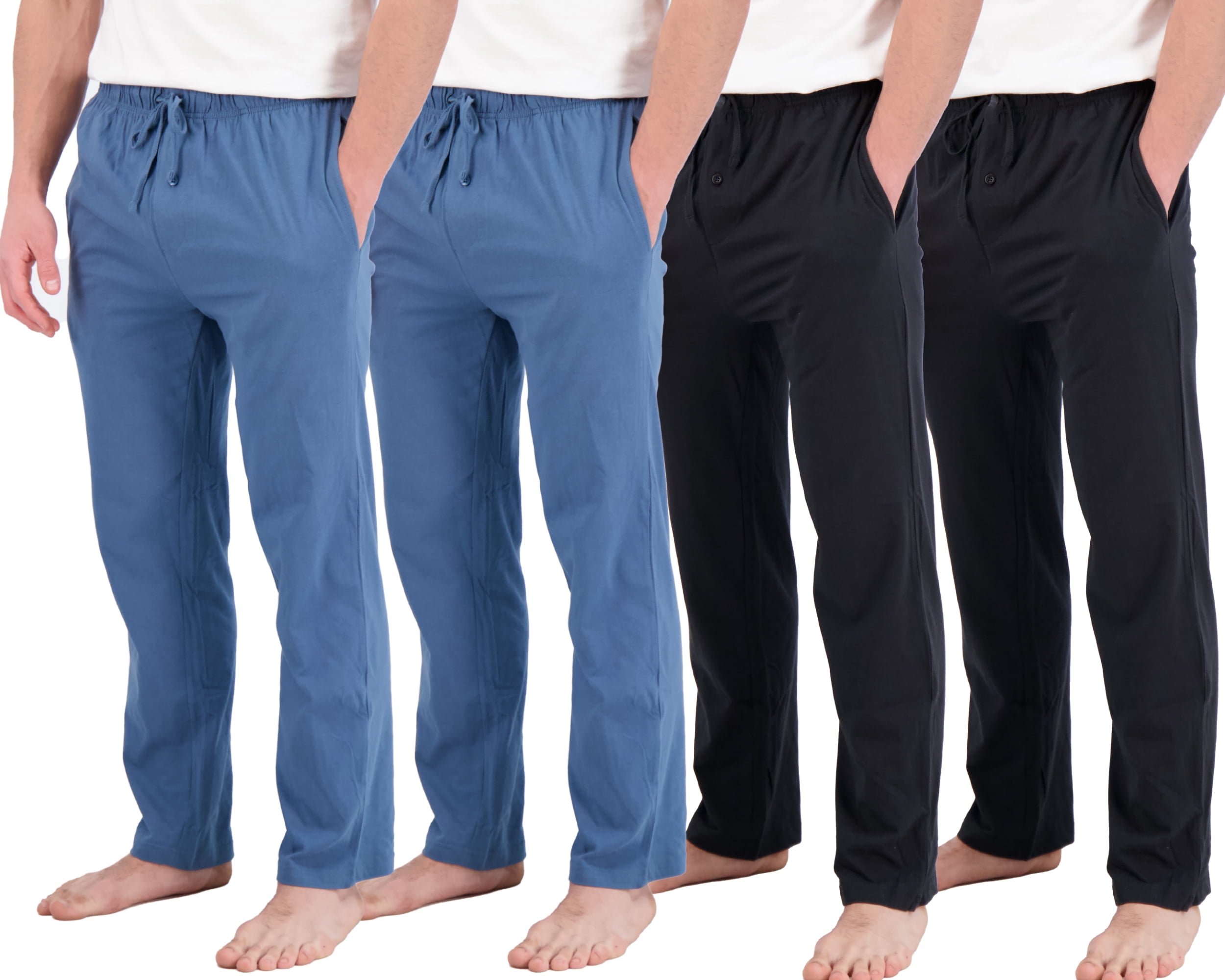 Real Essentials Men's 4-Pack Cotton Sleep Pants, Sizes S-3XL, Mens