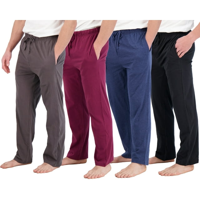 Real Essentials Men's 4Pack Cotton Sleep Pants, Sizes S3XL, Mens