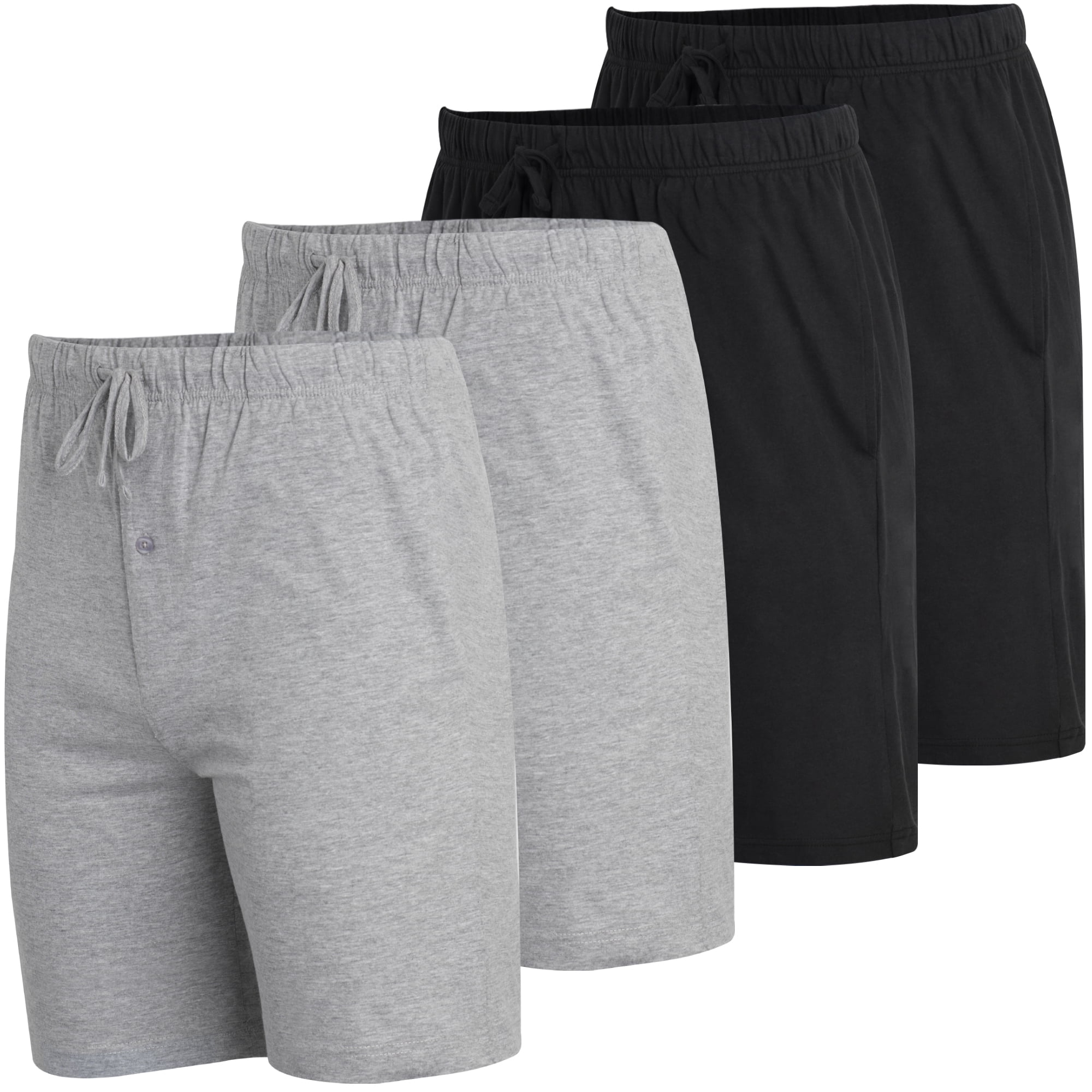 Real Essentials Men's 4-Pack Soft Knit Sleep Shorts, Sizes S-3XL, Mens  Pajamas 