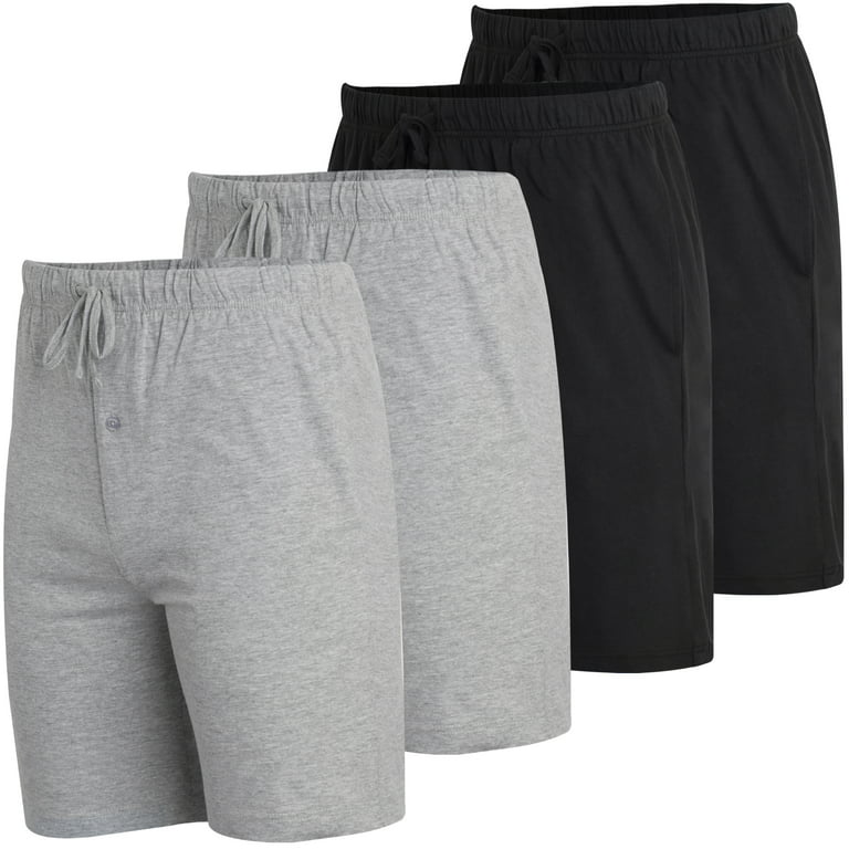 Real Essentials Men's 4-Pack Cotton Sleep Shorts, Sizes S-2XL, Mens Pajamas