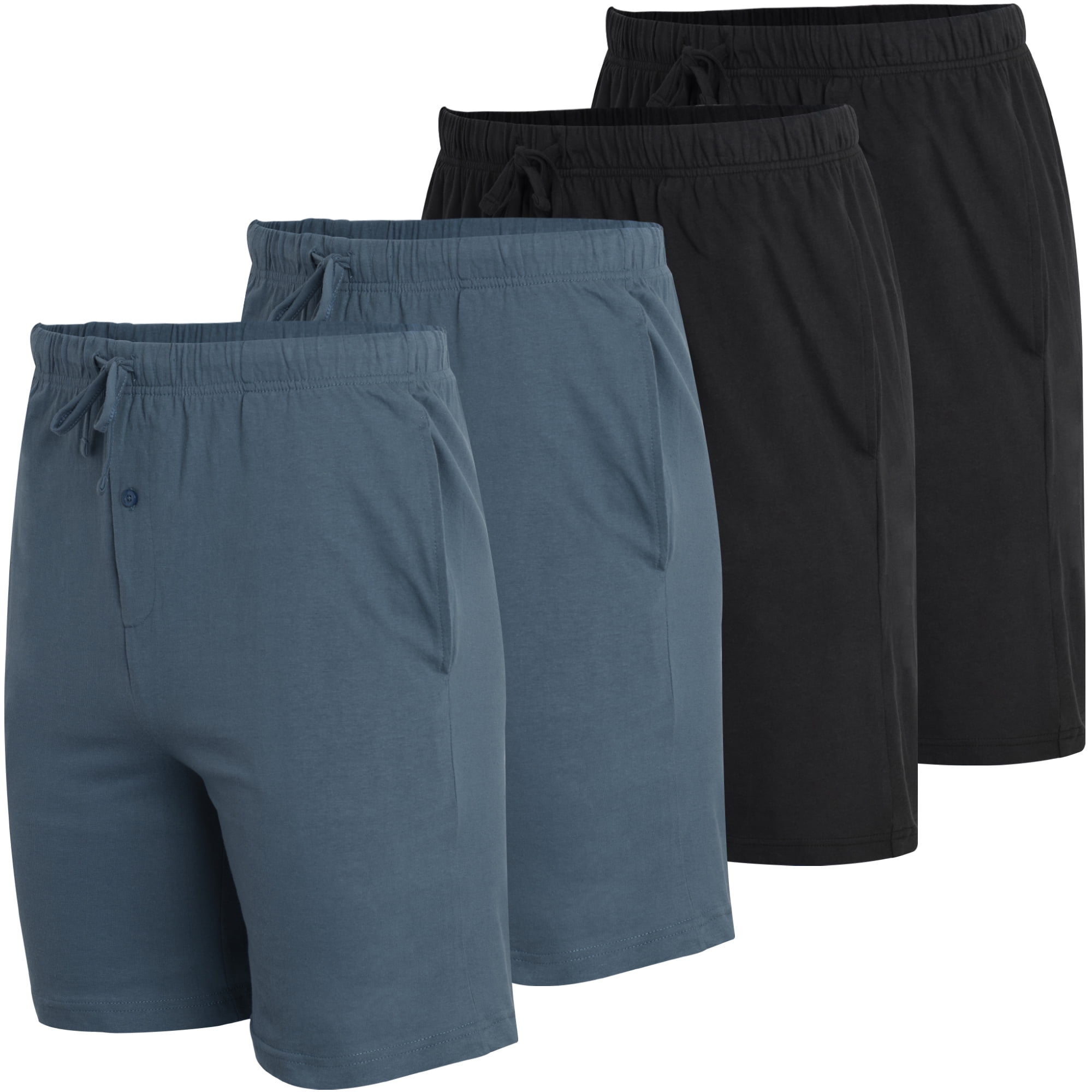 Real Essentials Men's 4-Pack Soft Knit Sleep Shorts, Sizes S-3XL