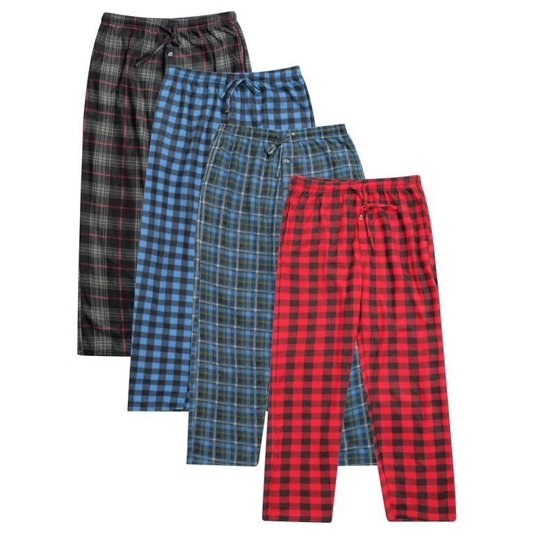 Real Essentials Men's 4-Pack Microfleece Sleep Pants, Sizes S-3XL, Mens  Pajamas