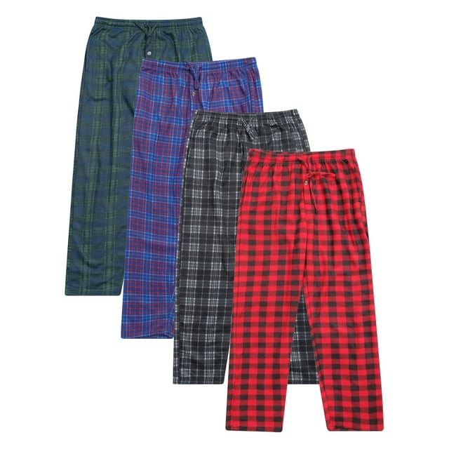 Real Essentials Men's 4-Pack Microfleece Sleep Pants, Sizes S-3XL, Mens ...
