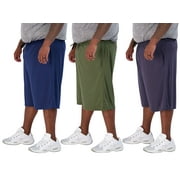 Real Essentials Men's Big & Tall 3-Pack Dry Fit & Mesh Active Athletic Perfomance Shorts (3X-5X)