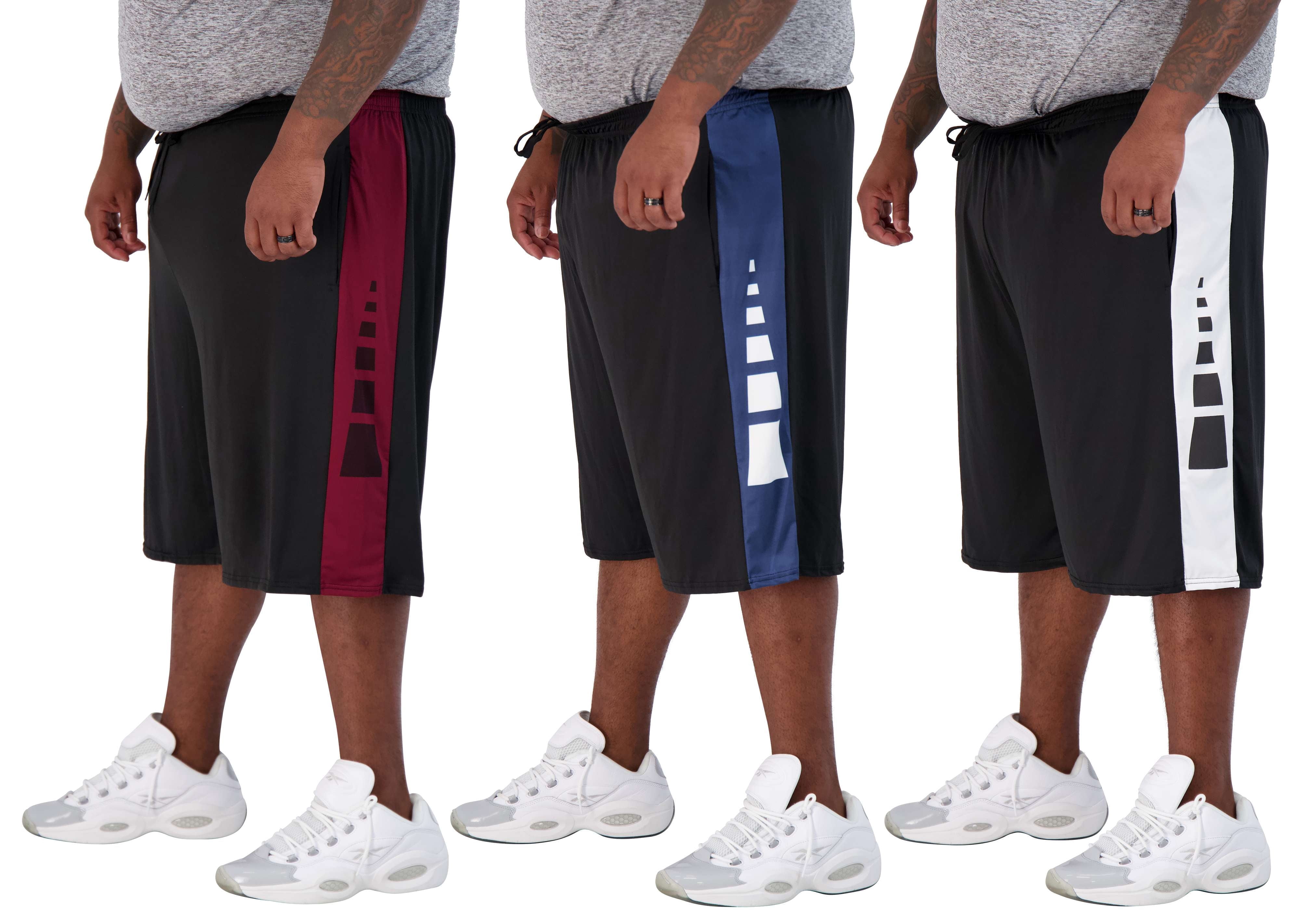 Men's Big & Tall 3-Pack Dry Fit & Mesh Active Athletic Perfomance Shorts (3X-5X)