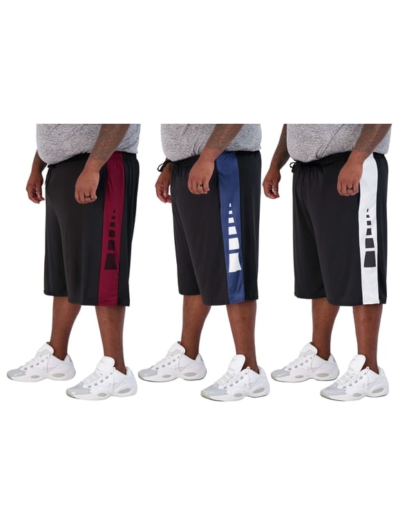 Men's Big & Tall 3-Pack Dry Fit & Mesh Active Athletic Perfomance Shorts (3X-5X)