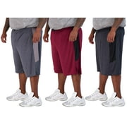 Real Essentials Mens Big & Tall 3-Pack Dry Fit & Mesh Active Athletic Perfomance Shorts 3X-5X