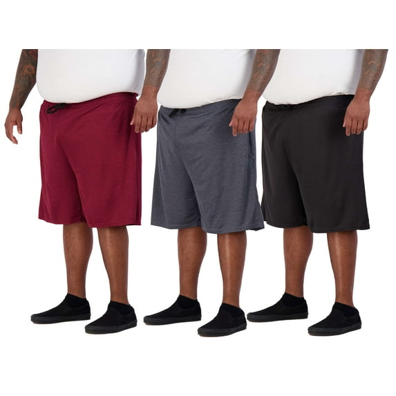 Real Essentials Men's Big & Tall 3-Pack Dry Fit & Mesh Active Athletic Perfomance Shorts (3X-5X)