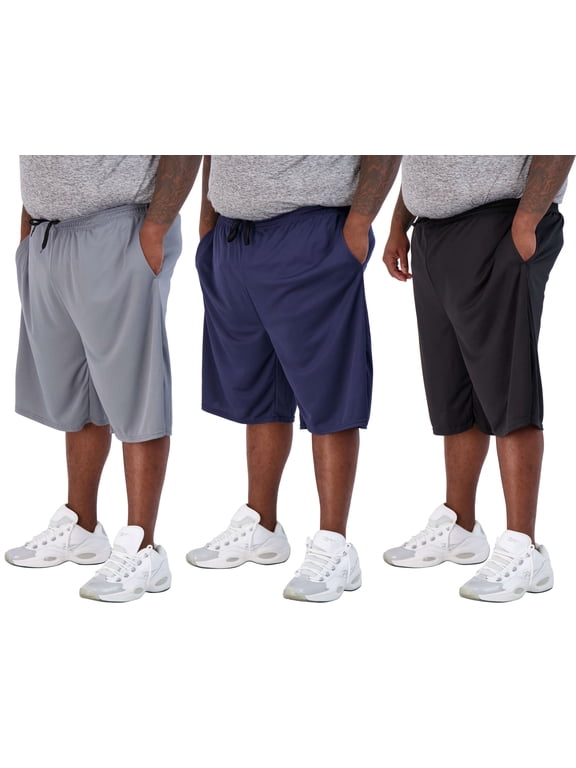 Men's Big & Tall 3-Pack Dry Fit & Mesh Active Athletic Perfomance Shorts (3X-5X)