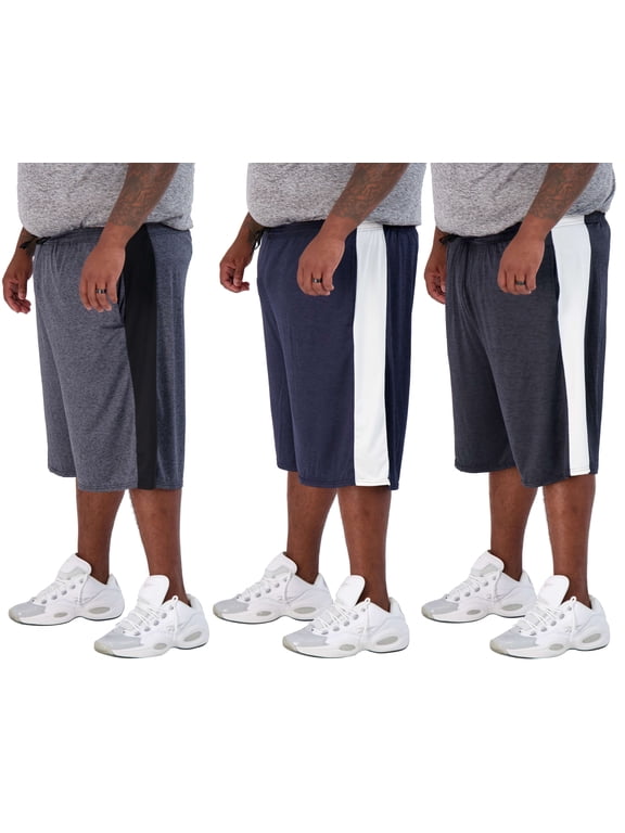 Men's Big & Tall 3-Pack Dry Fit & Mesh Active Athletic Perfomance Shorts (3X-5X)