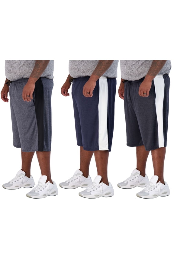 Men's Big & Tall 3-Pack Dry Fit & Mesh Active Athletic Perfomance Shorts (3X-5X)