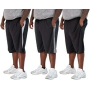 Real Essentials Men's Big & Tall 3-Pack Dry Fit & Mesh Active Athletic Perfomance Shorts (3X-5X)