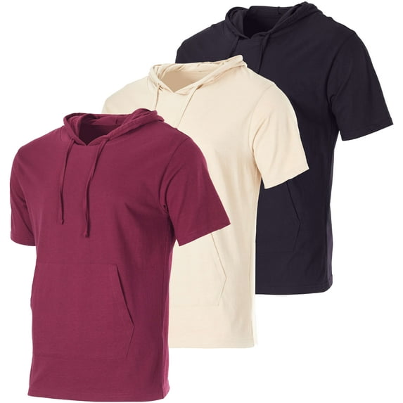 Real Essentials Men's Cotton Short-Sleeve Hoodie Hooded T-Shirt With Drawstring & Pockets (Available In Big & Tall)