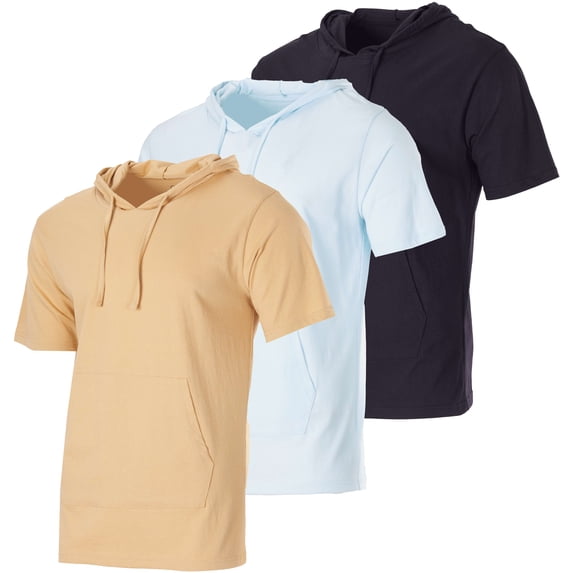 Real Essentials Men's Cotton Short-Sleeve Hoodie Hooded T-Shirt With Drawstring & Pockets (Available In Big & Tall)