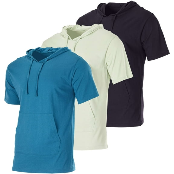 Real Essentials Men's Cotton Short-Sleeve Hoodie Hooded T-Shirt With Drawstring & Pockets (Available In Big & Tall)