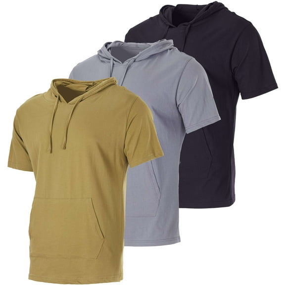 Real Essentials Men's Cotton Short-Sleeve Hoodie Hooded T-Shirt With Drawstring & Pockets (Available In Big & Tall)