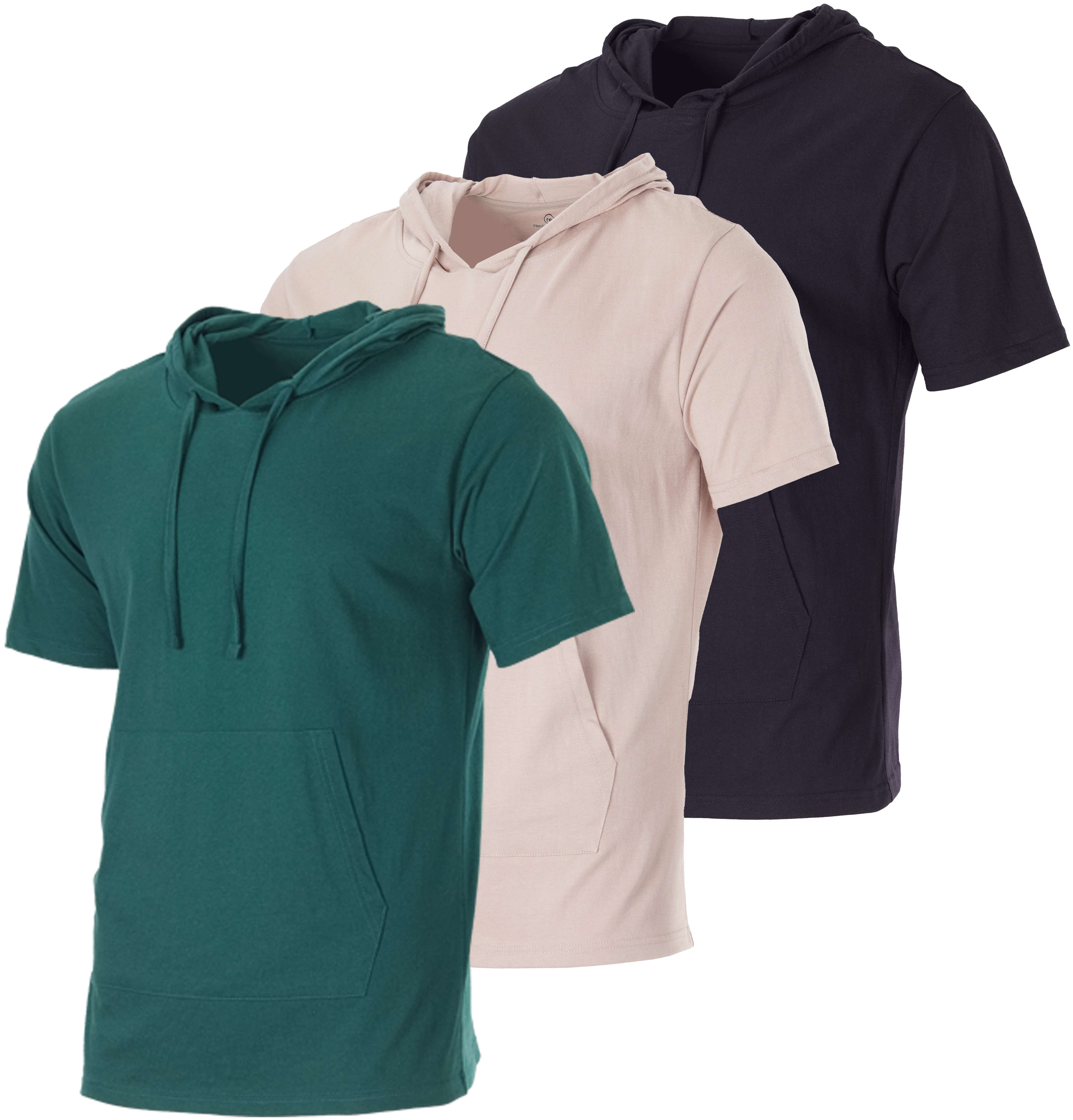 Real Essentials Men s Cotton Short Sleeve Hoodie Hooded T Shirt With Drawstring Pockets Available In Big Tall Walmart Business Supplies