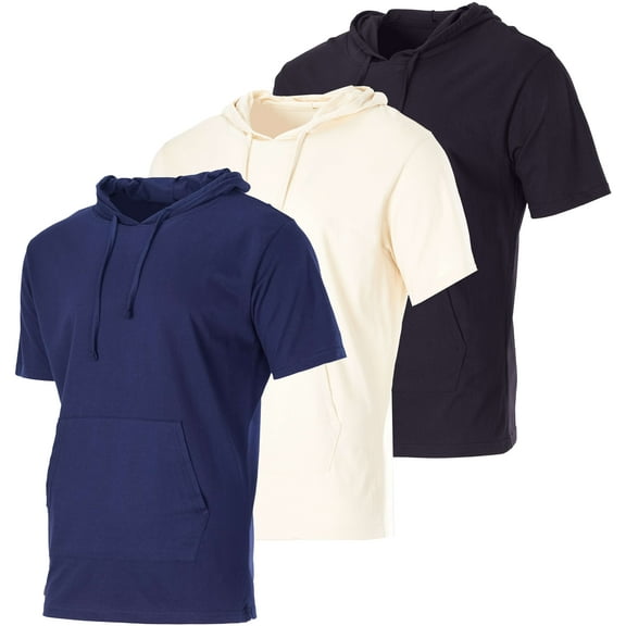 Real Essentials Men's Cotton Short-Sleeve Hoodie Hooded T-Shirt With Drawstring & Pockets (Available In Big & Tall)