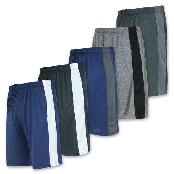 Real Essentials Youth Dry-Fit Athletic 5-Pack Gym Shorts with Pockets ...