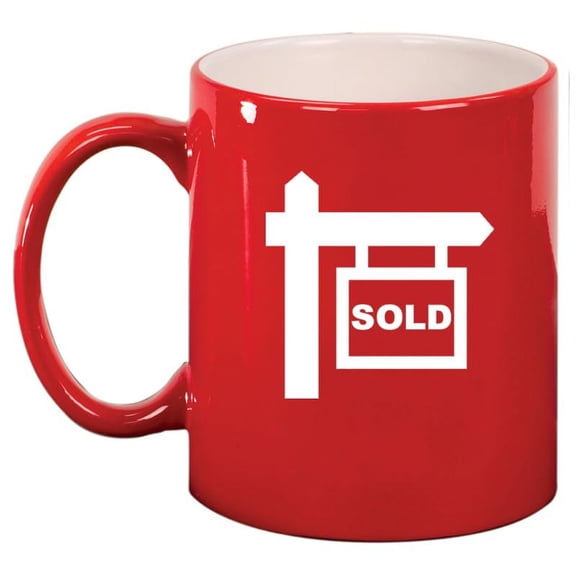 Real Estate Agent Broker Realtor Sold Ceramic Coffee Mug Tea Cup Gift for Her, Him, Friend, Coworker, Wife, Husband (11oz Red)